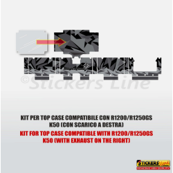 Kit adesivi valigie + top case compatibili BMW R1200 - R1250 GS mod. Gray Storm
