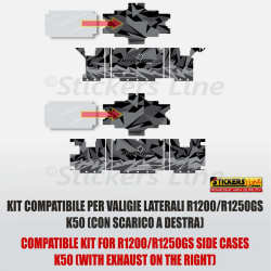 Kit adesivi valigie + top case compatibili BMW R1200 - R1250 GS mod. Gray Storm