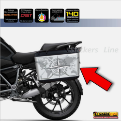 2 adesivi Rosa dei Venti valigie vario per BMW R1200 R1250 Mod K50 Grey - White