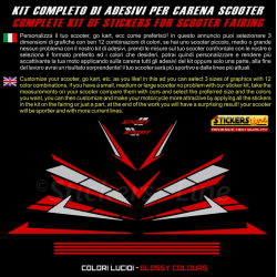 Kit di adesivi per carena scooter grafiche generiche per cupolino fianchetti ecc