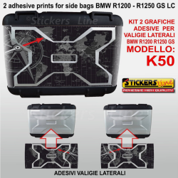 2 adesivi valigie vario BMW R1200GS Planisfero Bussola R 1200GS K50 dal 2013 BLK