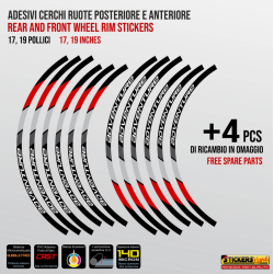 Adesivi cerchi moto per Benelli TRK 502 X - 702 X strisce ruote 19" + 17" Mod.4