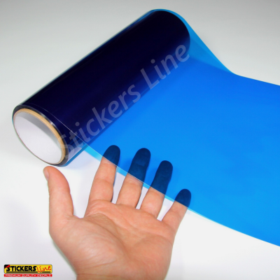 Pellicola adesiva colorata oscurante per fari fanali auto moto camion BLU 30 x 25