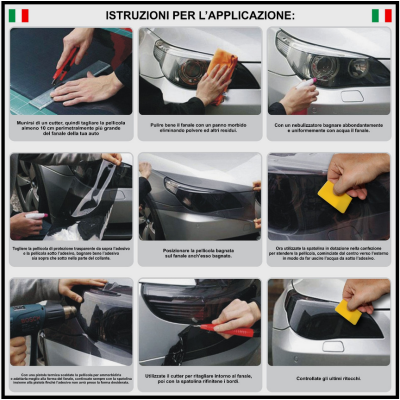 Pellicola adesiva CAMALEONTE BLU per fari fanali auto moto cm 30x50 blue