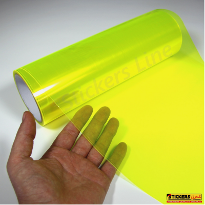 Pellicola adesiva oscurante per fari fanali auto moto camion GIALLO FLUO 30x150
