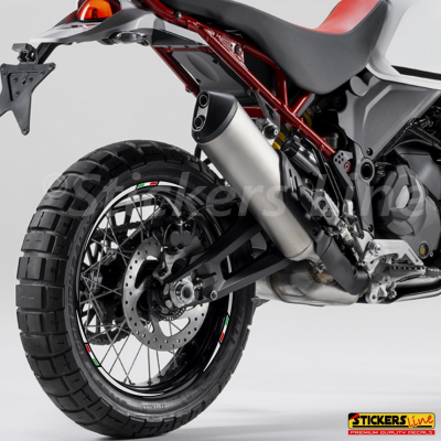 Adesivi ruote moto strisce Ducati Desert X 2022 - 25 (21+18 Pollici) Racing 3