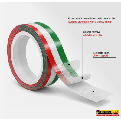 Fascia adesiva TRICOLORE lunghezza cm 120  bandiera italiana