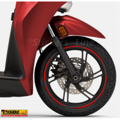 Adesivi Cerchi per Honda SH 125 150 300 350 strisce ruote colore ROSSO Rac. 2