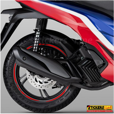 Adesivi Cerchi per Honda SH 125 150 300 350 strisce ruote colore ROSSO Rac. 2