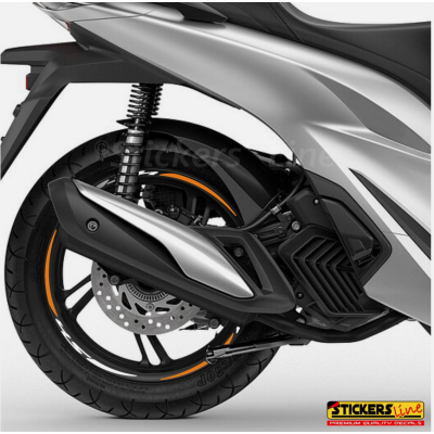 Adesivi cerchi per Honda SH 125 150 300 350 strisce ruote BIANCO ARANCIO Rac. 3