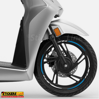 Adesivi cerchi per Honda SH 125 150 300 350 strisce ruote BIANCO AZZURRO Rac. 3
