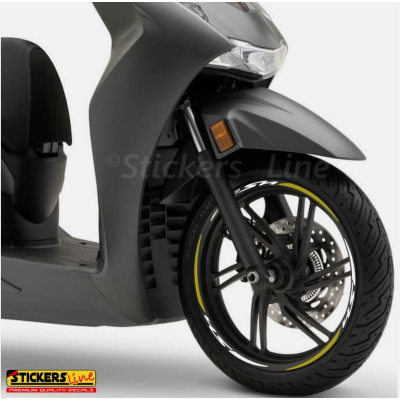 Adesivi cerchi per Honda SH 125 150 300 350 strisce ruote BIANCO ORO Rac. 3