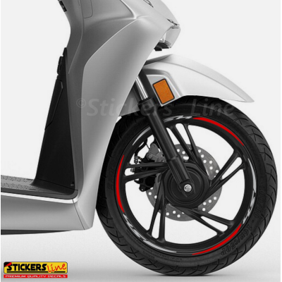 Adesivi cerchi per Honda SH 125 150 300 350 strisce ruote GRIGIO ROSSO R3