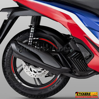 Adesivi cerchi per Honda SH 125 150 300 350 strisce ruote BIANCO ROSSO Racing 3