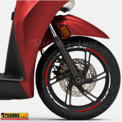 Adesivi cerchi per Honda SH 125 150 300 350 strisce ruote BIANCO ROSSO Racing 3