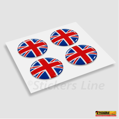 4 Adesivi resinati coprimozzi compatibili 3D per mini cooper bandiera inglese