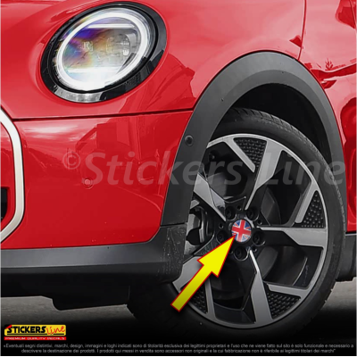 4 Adesivi resinati coprimozzi compatibili 3D per mini cooper bandiera inglese