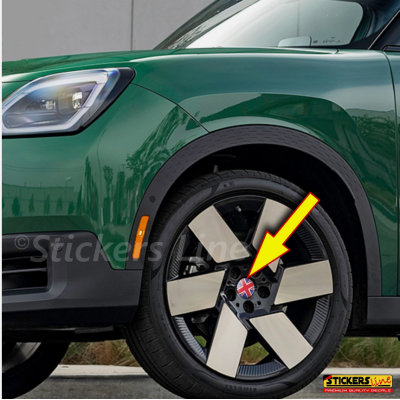 4 Adesivi resinati coprimozzi compatibili 3D per mini cooper bandiera inglese