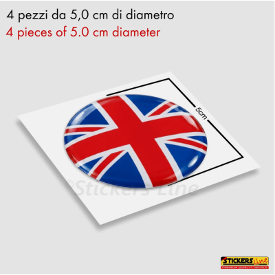 4 Adesivi resinati coprimozzi compatibili 3D per mini cooper bandiera inglese