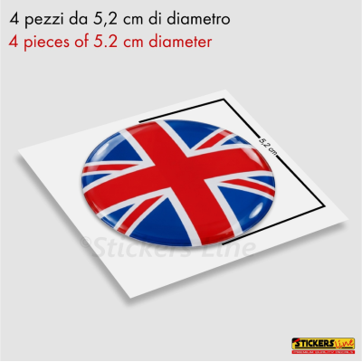 4 Adesivi resinati coprimozzi compatibili 3D per mini cooper bandiera inglese