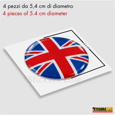 4 Adesivi resinati coprimozzi compatibili 3D per mini cooper bandiera inglese