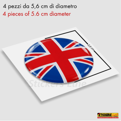 4 Adesivi resinati coprimozzi compatibili 3D per mini cooper bandiera inglese
