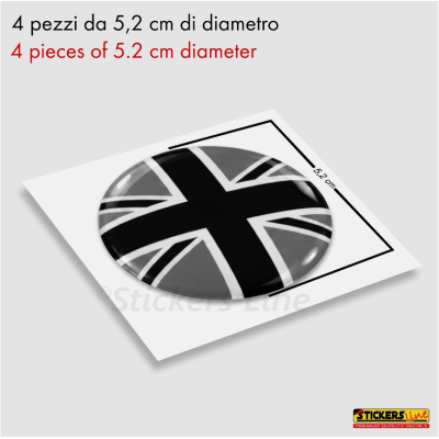 4 Adesivi resinati coprimozzi compatibili 3D per mini cooper bandiera inglese