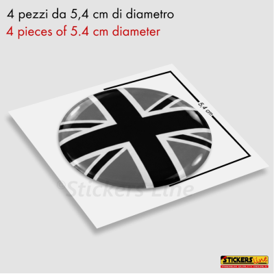 4 Adesivi resinati coprimozzi compatibili 3D per mini cooper bandiera inglese