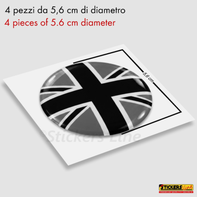 4 Adesivi resinati coprimozzi compatibili 3D per mini cooper bandiera inglese