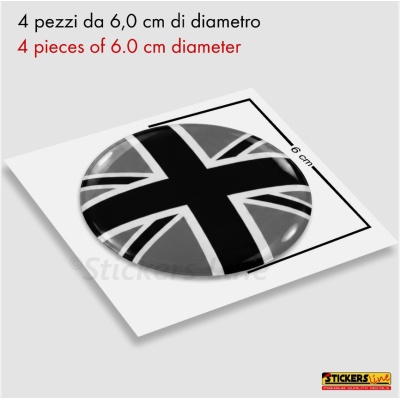 4 Adesivi resinati coprimozzi compatibili 3D per mini cooper bandiera inglese