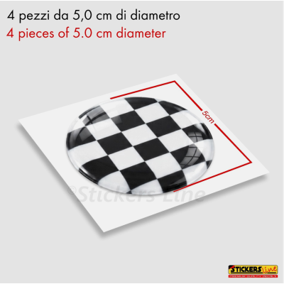 4 Adesivi resinati bandiera a scacchi per coprimozzi per mini cooper scacchiera
