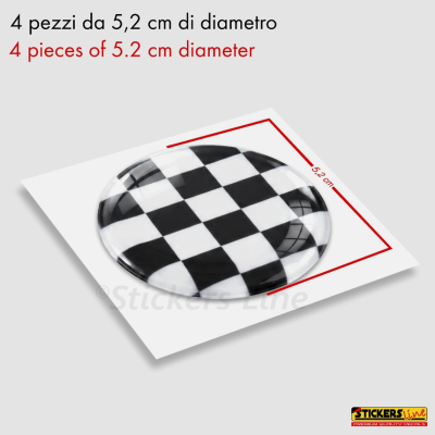 4 Adesivi resinati bandiera a scacchi per coprimozzi per mini cooper scacchiera