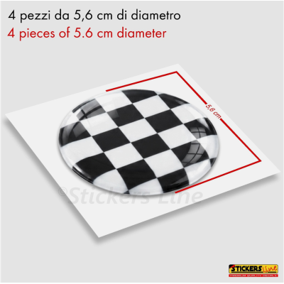 4 Adesivi resinati bandiera a scacchi per coprimozzi per mini cooper scacchiera