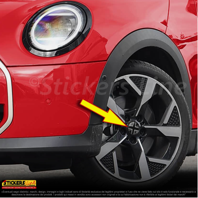 4 Adesivi resinati coprimozzi per mini cooper bandiera inglese monocromatica M2