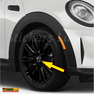 4 Adesivi resinati coprimozzi per mini cooper bandiera inglese monocromatica M2