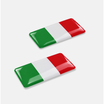 2 Adesivi Resinati Bandiera Italiana 3D cm 2,7 x 1,4 Italia Auto Moto Bici ecc