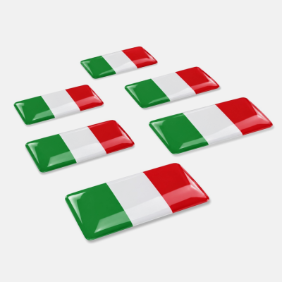 2 Adesivi Resinati Bandiera Italiana 3D cm 2,7 x 1,4 Italia Auto Moto Bici ecc