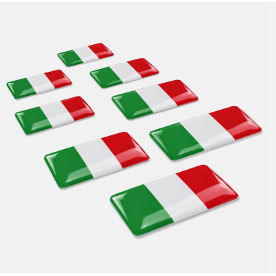 2 Adesivi Resinati Bandiera Italiana 3D cm 2,7 x 1,4 Italia Auto Moto Bici ecc