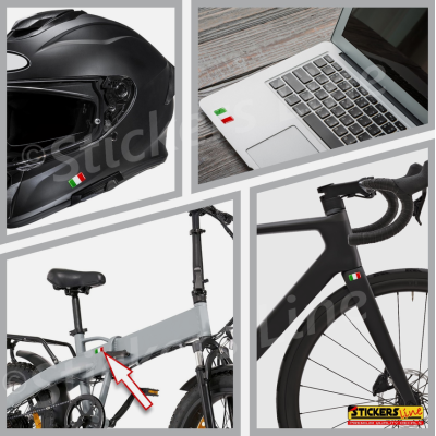 2 Adesivi Resinati Bandiera Italiana 3D cm 2,7 x 1,4 Italia Auto Moto Bici ecc