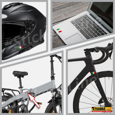 2 Adesivi Resinati Bandiera Italiana 3D cm 2,7 x 1,4 Italia Auto Moto Bici ecc