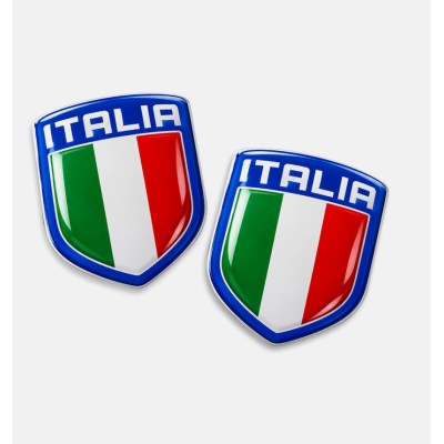 2 Adesivi Resinati Bandiera Italiana Scudetto Italia 3D cm 4,5x3,7 Auto Moto M.1