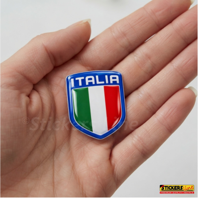 6 Adesivi Resinati Bandiera Italiana Scudetto Italia 3D cm 4,5x3,7 Auto Moto M.1