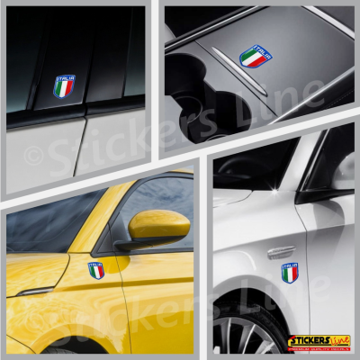 6 Adesivi Resinati Bandiera Italiana Scudetto Italia 3D cm 4,5x3,7 Auto Moto M.1
