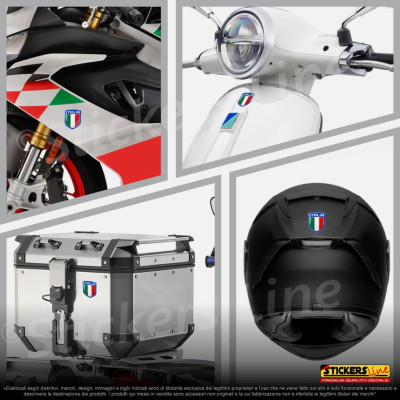 6 Adesivi Resinati Bandiera Italiana Scudetto Italia 3D cm 4,5x3,7 Auto Moto M.1