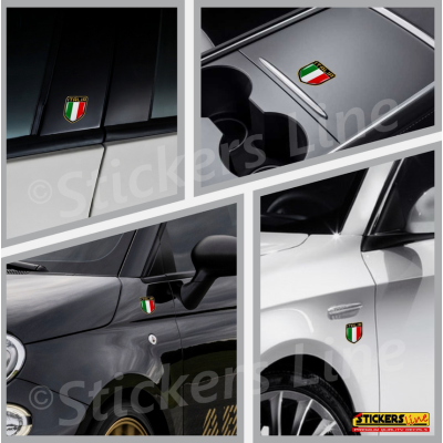 2 Adesivi Resinati Bandiera Italiana Scudetto Italia 3D cm 4,5x3,7 Auto Moto M.2