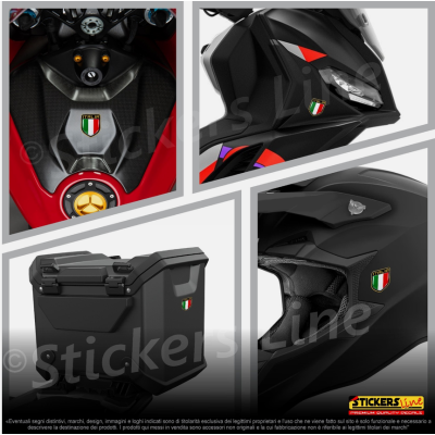 2 Adesivi Resinati Bandiera Italiana Scudetto Italia 3D cm 4,5x3,7 Auto Moto M.2
