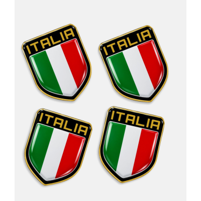 4 Adesivi Resinati Bandiera Italiana Scudetto Italia 3D cm 4,5x3,7 Auto Moto M.2