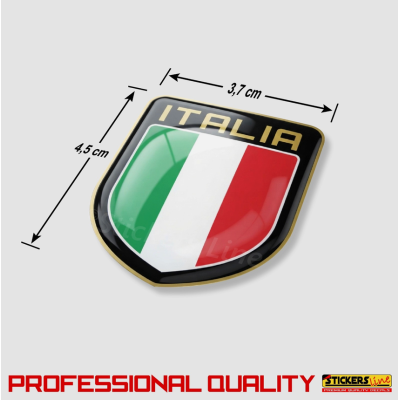 4 Adesivi Resinati Bandiera Italiana Scudetto Italia 3D cm 4,5x3,7 Auto Moto M.2