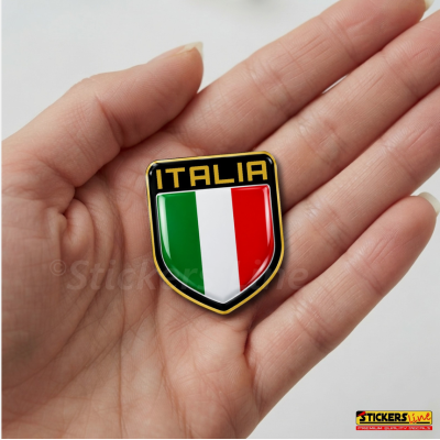 4 Adesivi Resinati Bandiera Italiana Scudetto Italia 3D cm 4,5x3,7 Auto Moto M.2