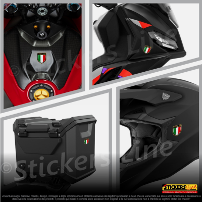4 Adesivi Resinati Bandiera Italiana Scudetto Italia 3D cm 4,5x3,7 Auto Moto M.2